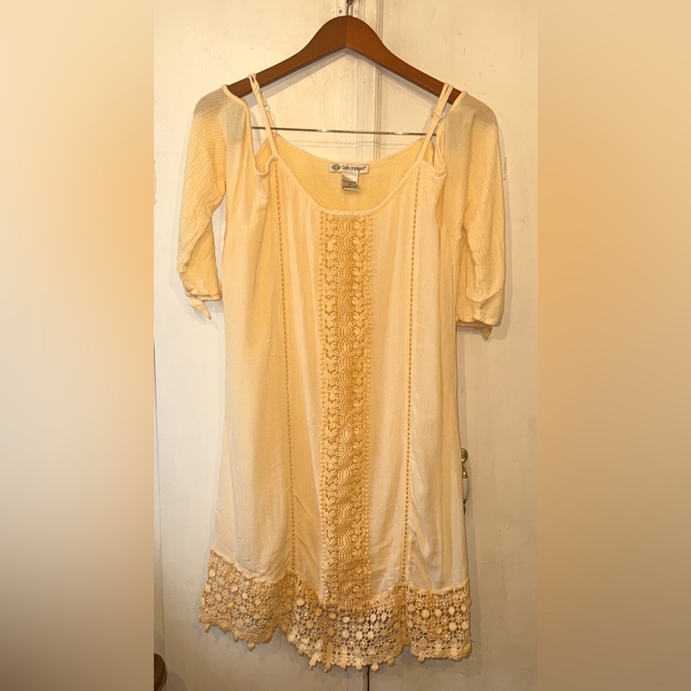 Women's yellow boho crochet sundress